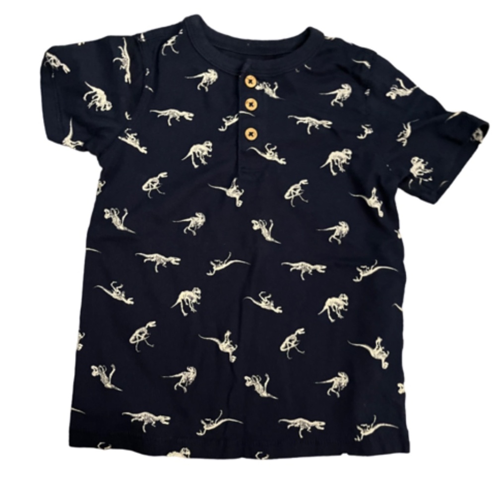 Garanimals Boys Blue & White  Dinosaur 🦖 🦕  🦕  Button Short Sleeve Shirt 4T